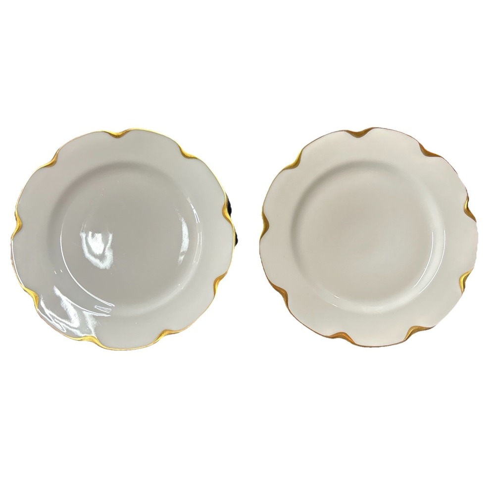 2 HAVILAND & CO. Silver Anniversary" 9.5" Scalloped DINNER PLATE Ivory, Gold Rim